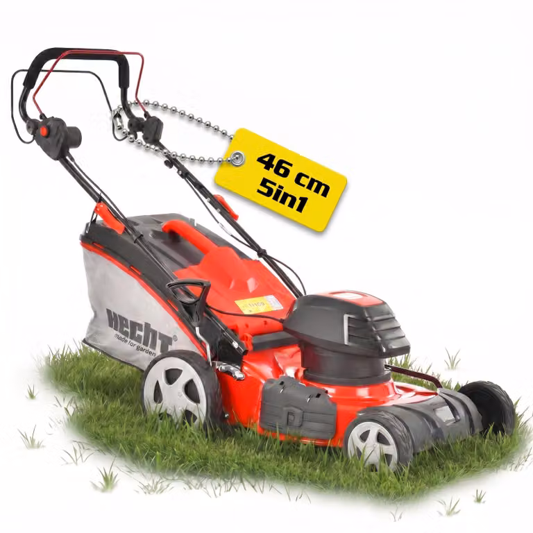 Tosaerba elettrico HECHT con trasmissione 1802 S | 46 cm di larghezza di taglio | 1800 W | 5in1 | trinciaerba | 50 L di cesto per l'erba | 3,3 km/h