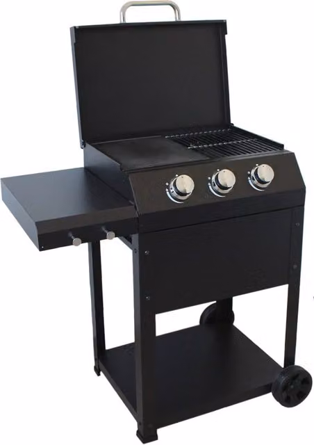 Barbecue a Gas 96x58x100 cm 3 Fuochi in Acciaio Miramar Nero