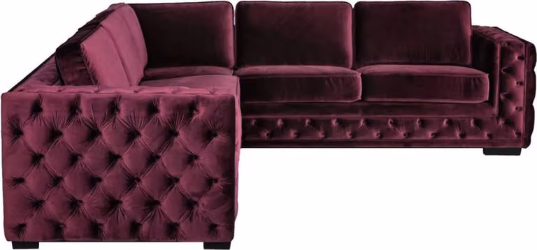 Burgund Ecksofa Chesterfield Samt Stoff Möbel Wohnzimmer Modern Design Sofa