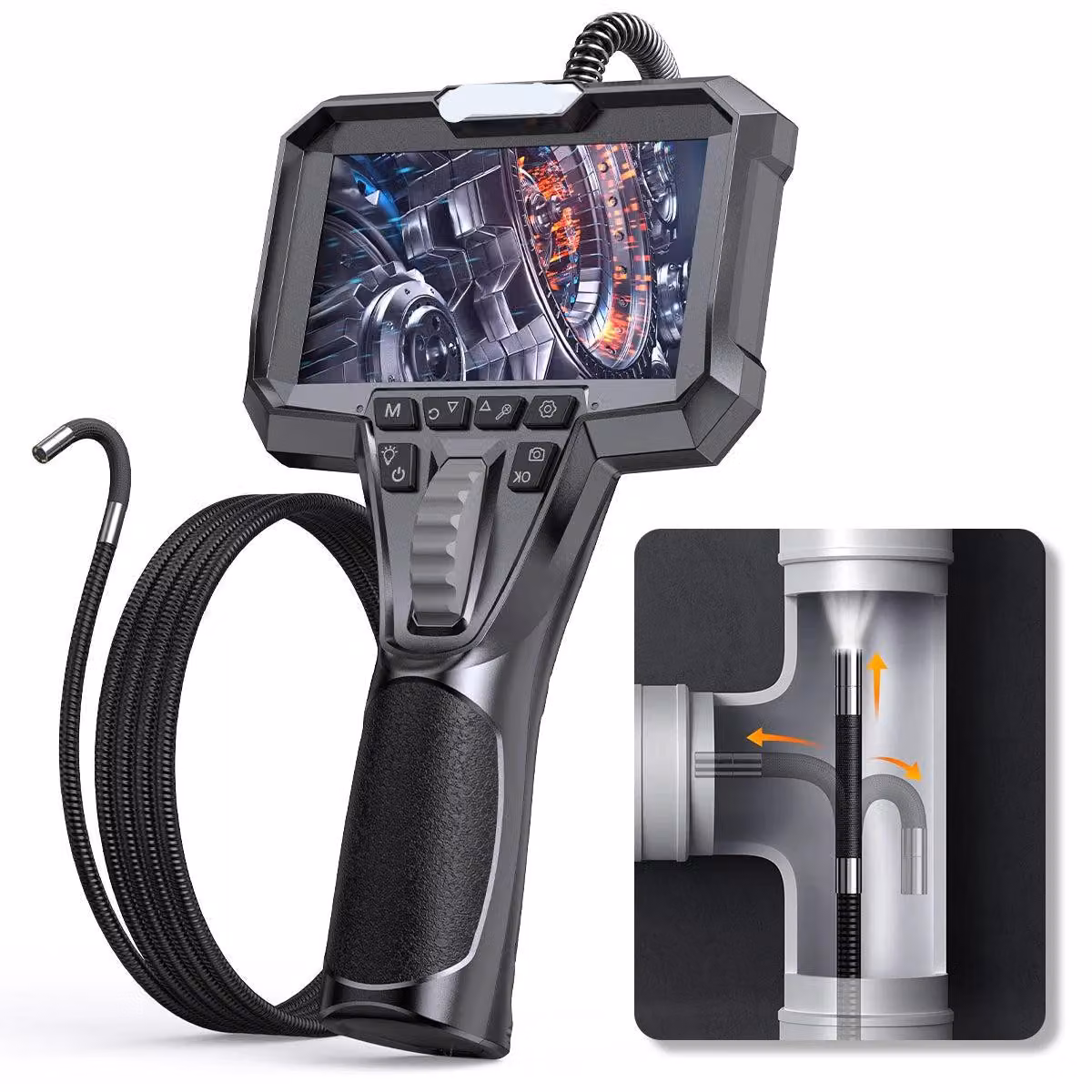 Telecamera endoscopica – Telecamera di ispezione e boroscopio con lente flessibile, fotocamera HD da 2MP e grado di impermeabilità IP67