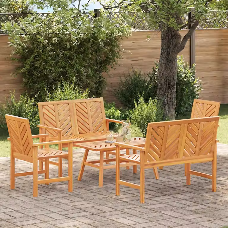 Set Lounge da Giardino vidaXL in Legno di Acacia Massello Marrone 5 Pezzi
