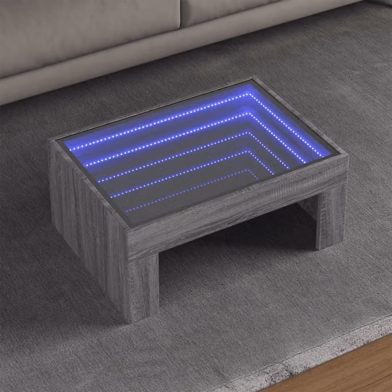 vidaXL Tavolino da Salotto Moderno con LED Grigio Sonoma L: 70 cm, P: 50 cm, H: 30 cm