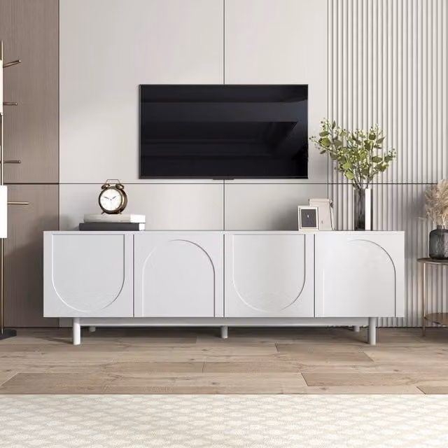 Mobile TV Lowboard ¨C Xylo ¨C Bianco, 175x38x56 cm, Ripiani Regolabili
