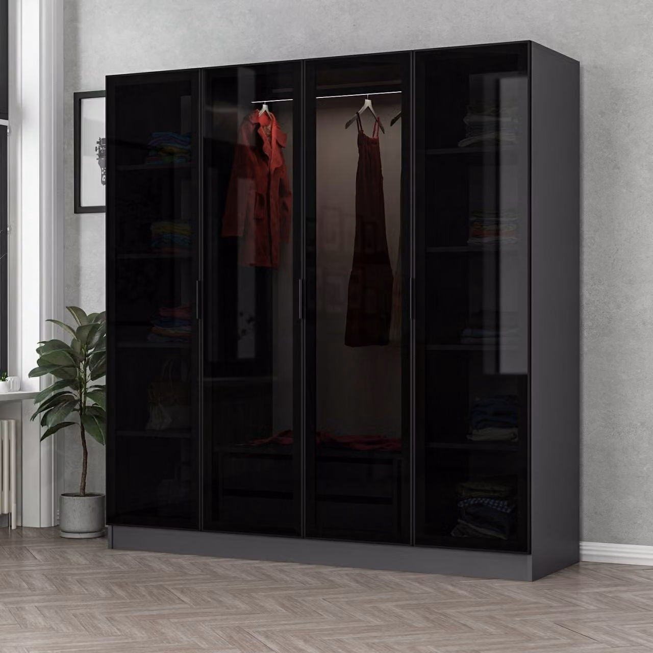 Skye Decor, Kale - 6090, armadio, antracite, 100 % PANNELLI DI PARTICELLE RIVESTITI IN MELAMMINA, 180 x 52 x 210 cm
