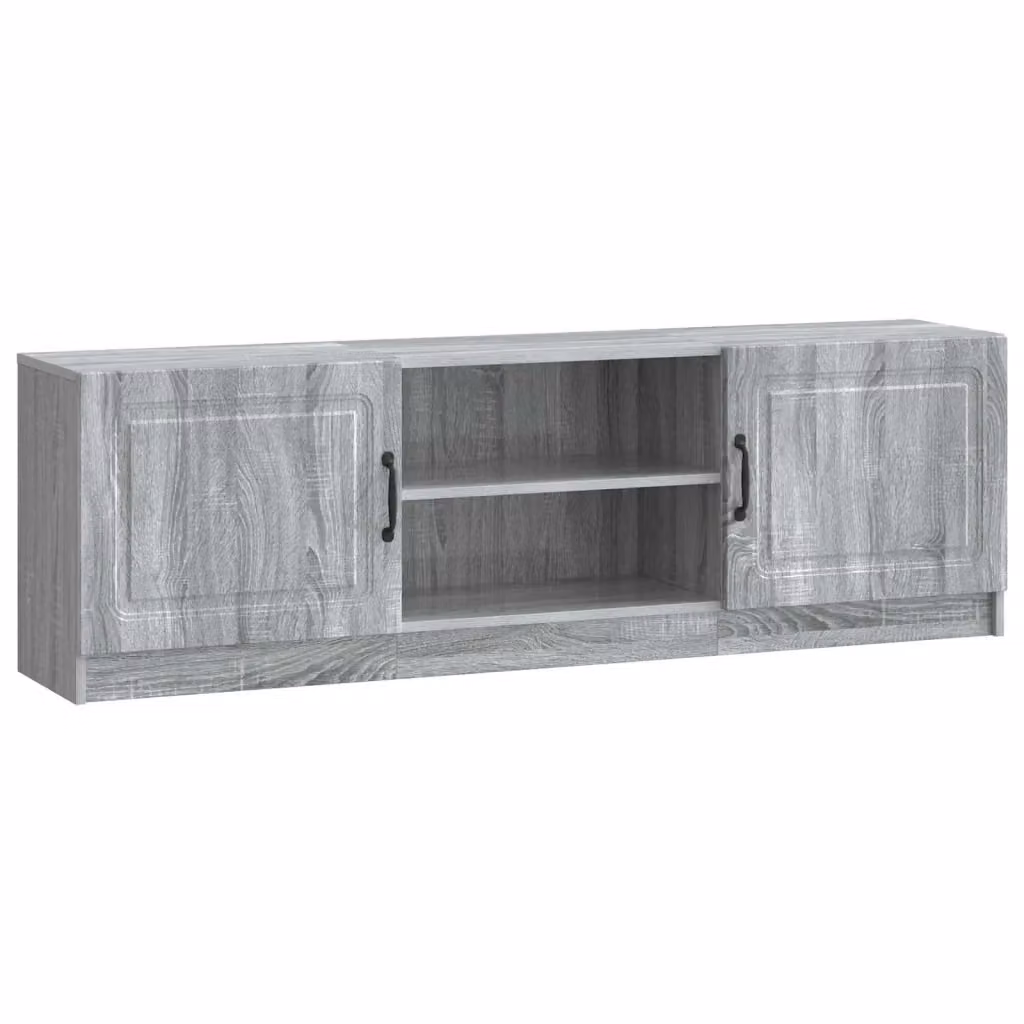 Mobile TV moderno in legno MDF grigio con scomparti multimediali L: 150 cm, P: 31 cm, H: 47 cm – 2