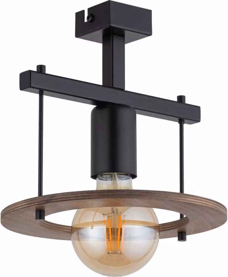 Scandinavo decorativo soffitto nero con legno per camera da letto Caffè 1xE27 15W Sigma Lighting