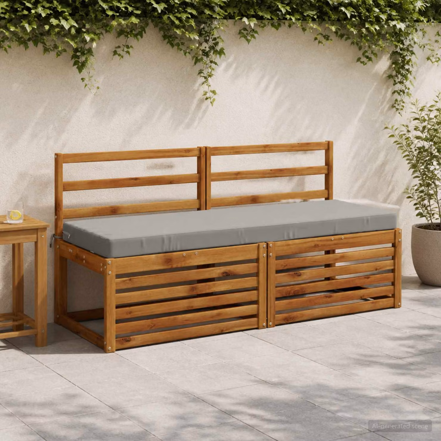 Set di 2 cuscini per panchina vidaXL SOEST in poliestere grigio con rivestimento rimovibile e resistente ai raggi UV