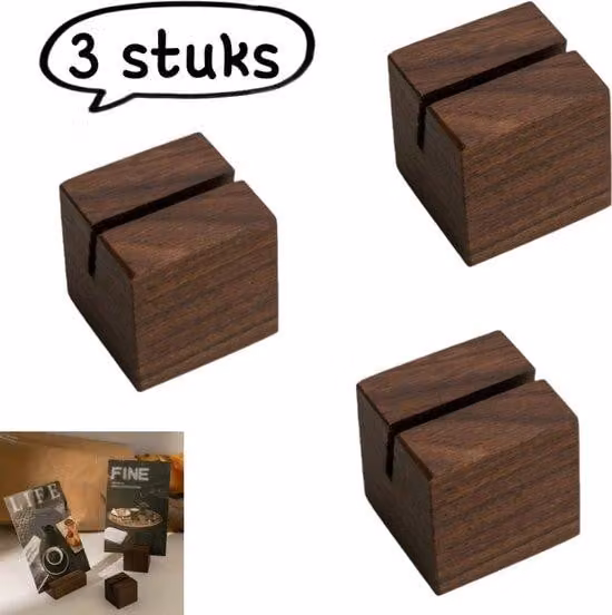 Set da scrivania in legno di quercia - Base per calendario - Blocco di biglietti da visita in legno - 5,5 x 2,5 x 1 cm - Design naturale