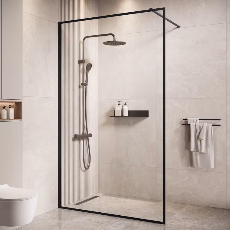 Badplaats Parete Doccia Georgia 120 x 200 cm - Nero - Doccia Walk-In 8 mm Vetro di Sicurezza