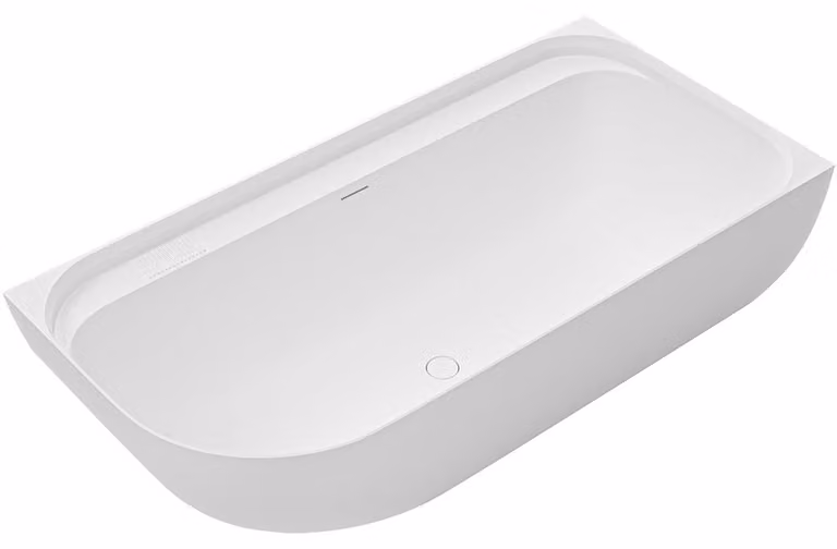 CERANO - Vasca da bagno freestanding in marmo colato Valeria, destra - bianco opaco - 170x82 cm