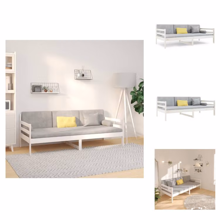vidaXL Letto da giorno bianco 80x200 cm in legno di pino massiccio - Letti e strutture letto