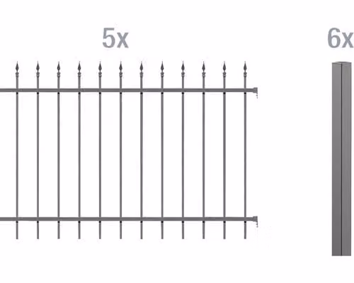 Alberts 510282 Set completo di recinzione Chaussee, per la posa in opera di calcestruzzo, antracite, altezza 100 cm, lunghezza 10 m