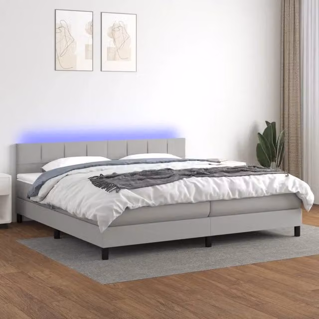 Letto Ibrido con Materasso a Molle Insacchettate vidaXL Grigio Chiaro L: 200 cm, P: 200 cm, H: 203 cm con Illuminazione LED e Porte USB – 1