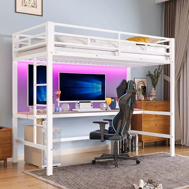 Letto mezzanino smart 90x200cm - Xylo - bianco, controllo app, USB