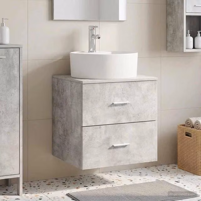 Mobile Lavabo da Parete Moderno vidaXL Grigio Opaco L/P/H: 49,5 x 44,5 x 65 cm