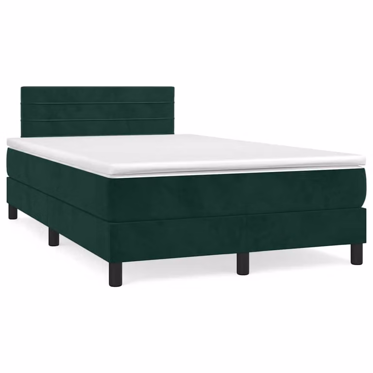 vidaXL Letto Ibrido con Giroletto a Molle e Materasso in Velluto Verde e Bianco L/P/H: 200 x 120 x 88 cm