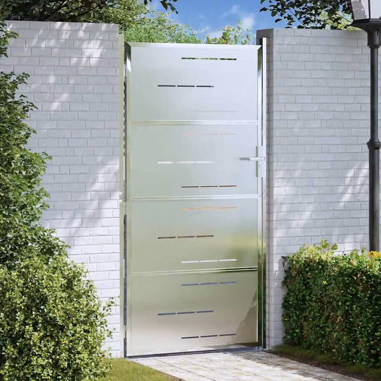 Cancello singolo da giardino vidaXL in acciaio inossidabile Argento L: 96 cm, H: 200 cm
