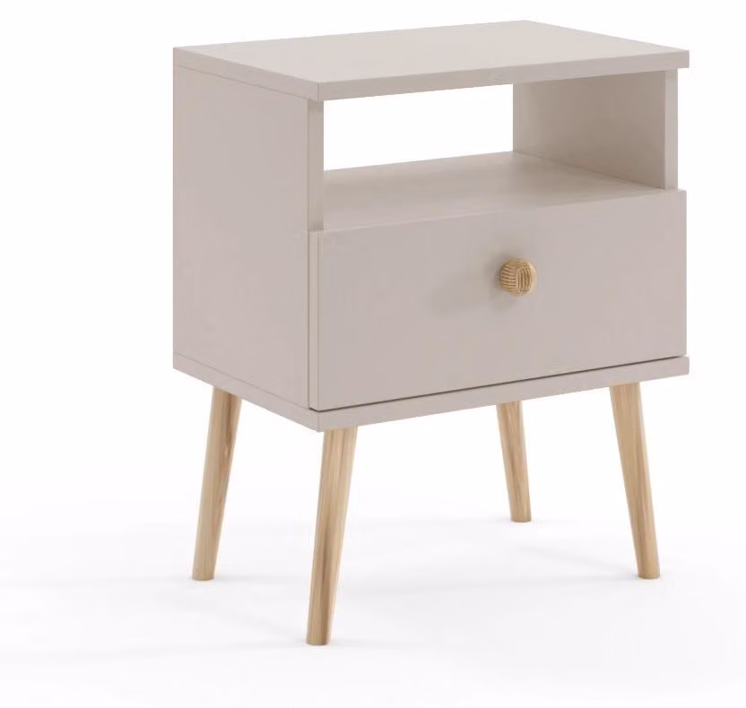 Comodino NILSA con cassetto - cashmere / marrone