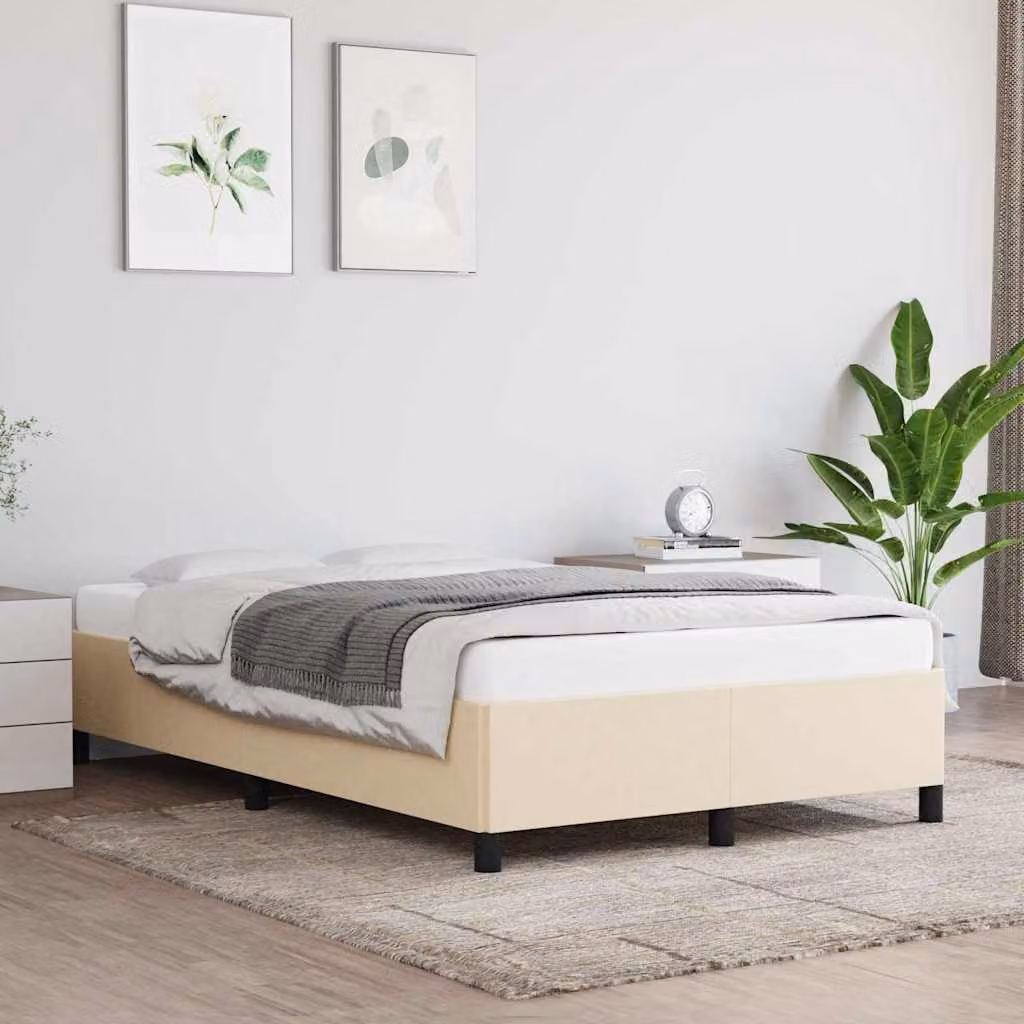 vidaXL Giroletto senza Materasso in Tessuto Beige con Listelli in Legno L: 190 cm, P: 120 cm