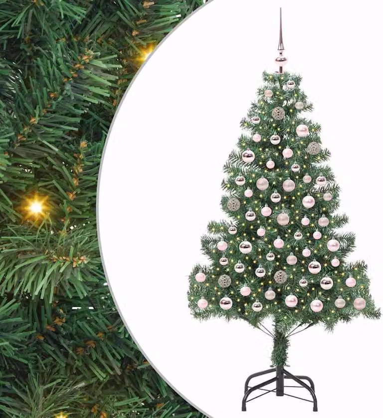 Albero di Natale con 300 LED con supporto Verde 180 cm PVC