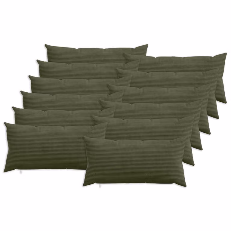 Set di 12 federe vidaXL HEERLEN in velluto a coste, colore verde, L: 80 cm x P: 40 cm