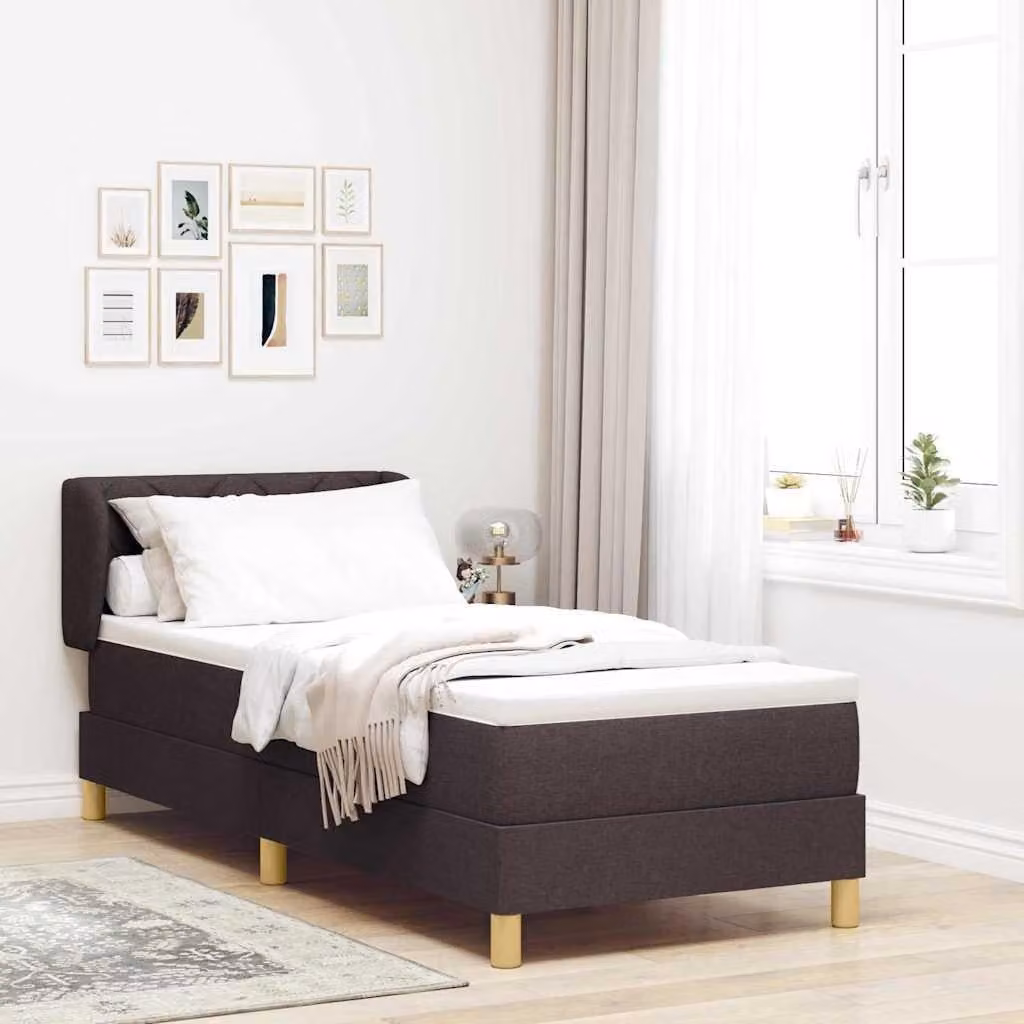 Maison Exclusive - Letto boxspring con testiera, marrone scuro, 80 x 200 cm, tessuto