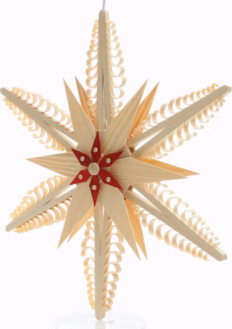Decorazione natalizia per finestre: stella in legno con illuminazione, dimensioni 32x32x6 cm, NUOVA