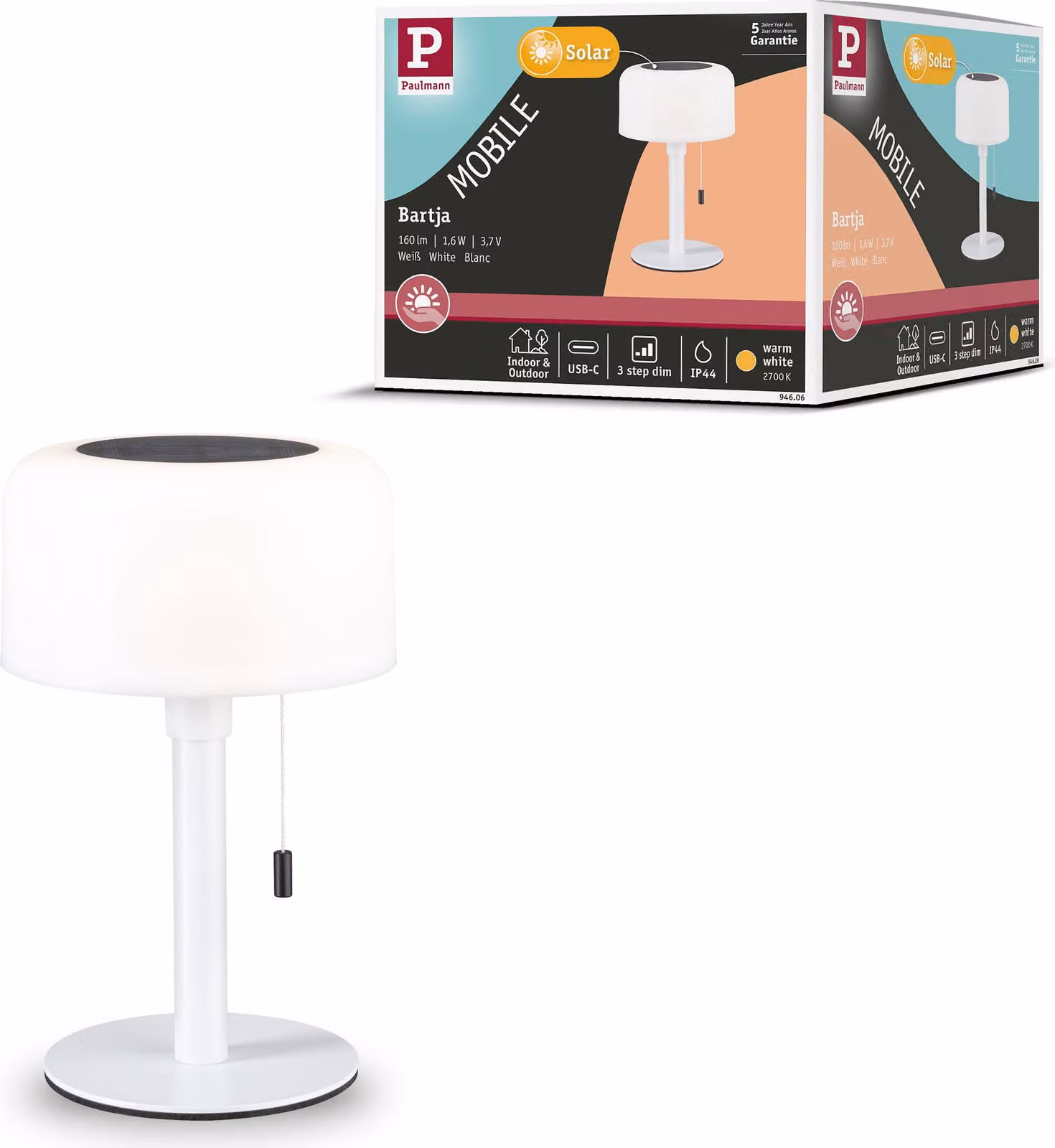 Lampada solare ricaricabile Paulmann Bartja