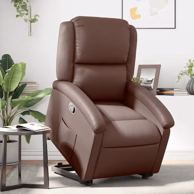 Poltrona Alzapersona Reclinabile vidaXL in Similpelle Marrone con Assistenza Elettrica per Senior