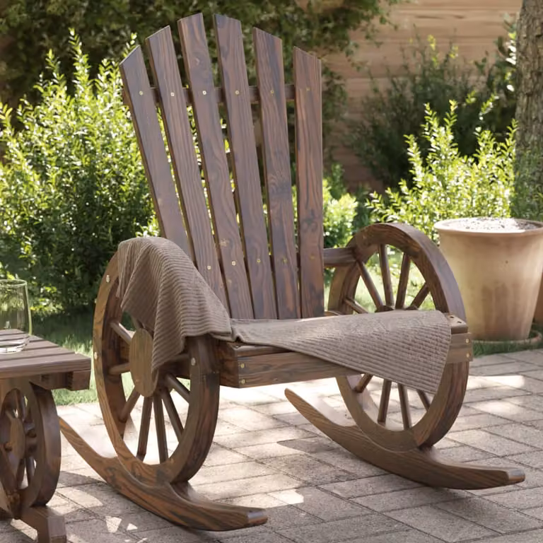 Sedia a dondolo Adirondack vidaXL in legno di abete massello marrone per giardino e terrazzo