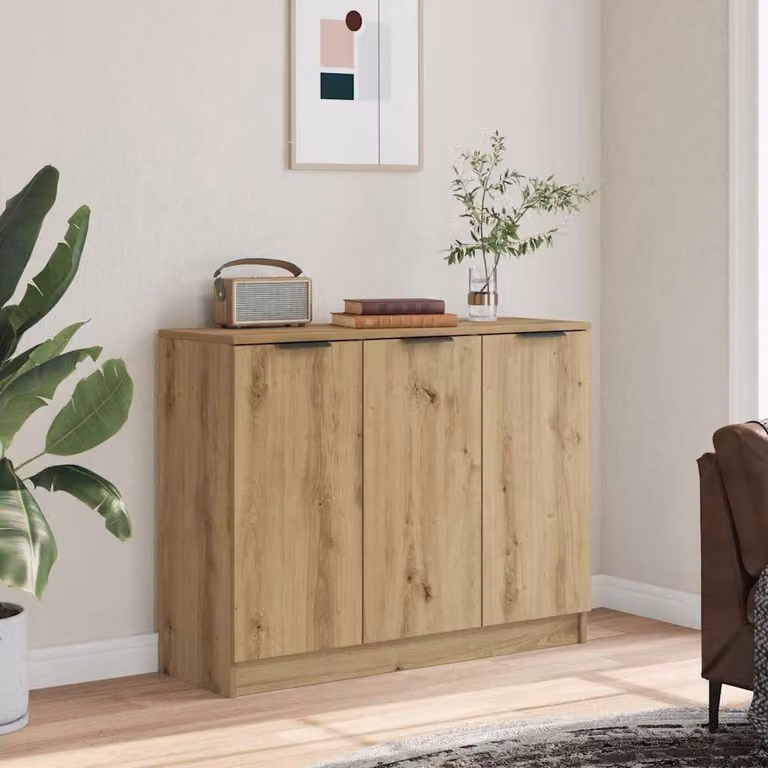 Credenza moderna vidaXL in legno multistrato color rovere marrone, L 90,5 x P 30 x H 70 cm