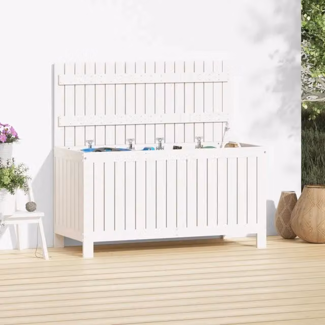 Contenitore da giardino vidaXL in legno di pino bianco laccato L 115 cm x P 49 cm x H 60 cm