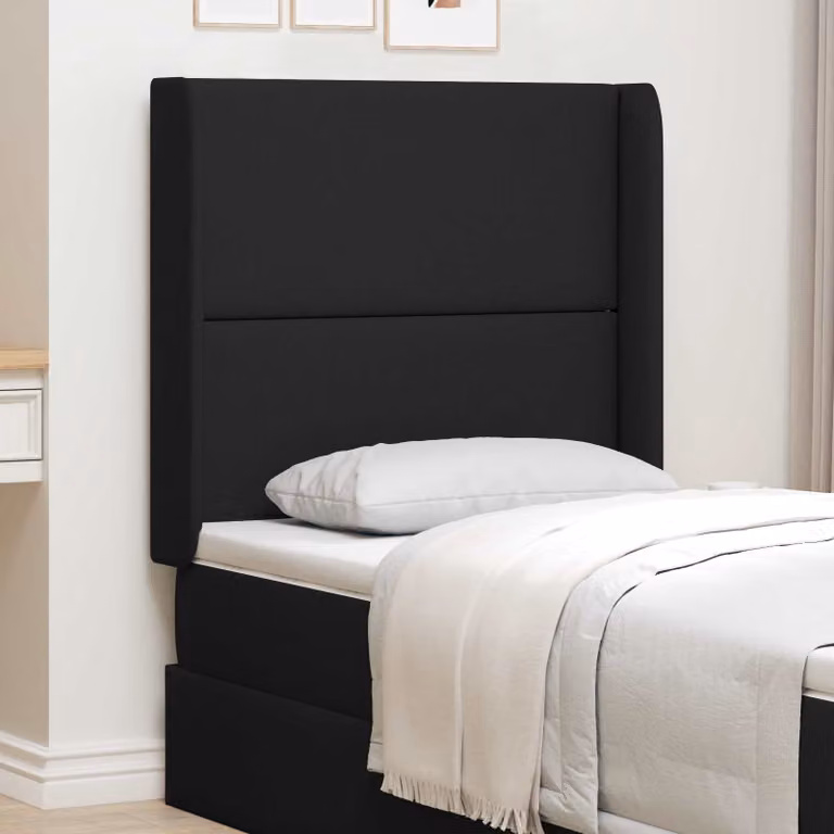 Testata del letto imbottita vidaXL in tessuto nero con design minimalista L: 185 cm, H: 80 cm, P: 16 cm