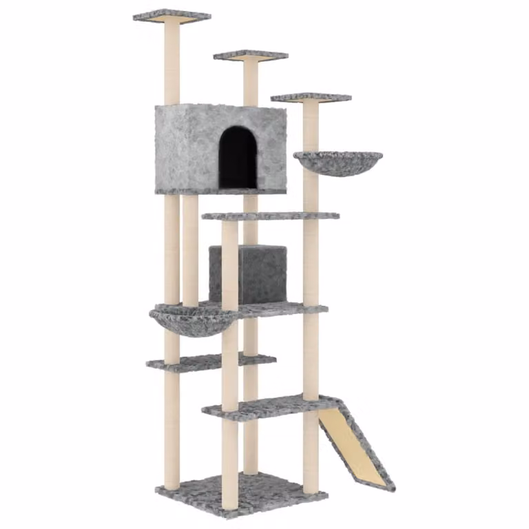 Graffiatoio con tiragraffi in sisal Grigio chiaro 191 cm