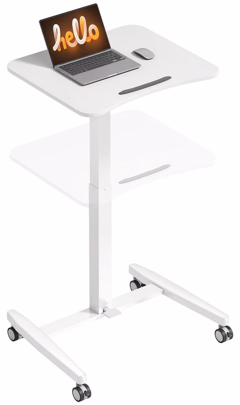 HOMCOM Tavolino per laptop regolabile in altezza con sistema pneumatico, rotelle e piano inclinabile