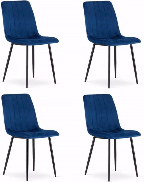Set di 4 sedie Valora in velluto blu o nero con struttura in metallo per soggiorno e sala da pranzo – 1