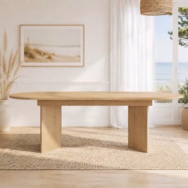 Tavolo da pranzo allungabile 140/180 x 90 cm in MDF con angoli arrotondati, colore rovere, per 6-8 persone
