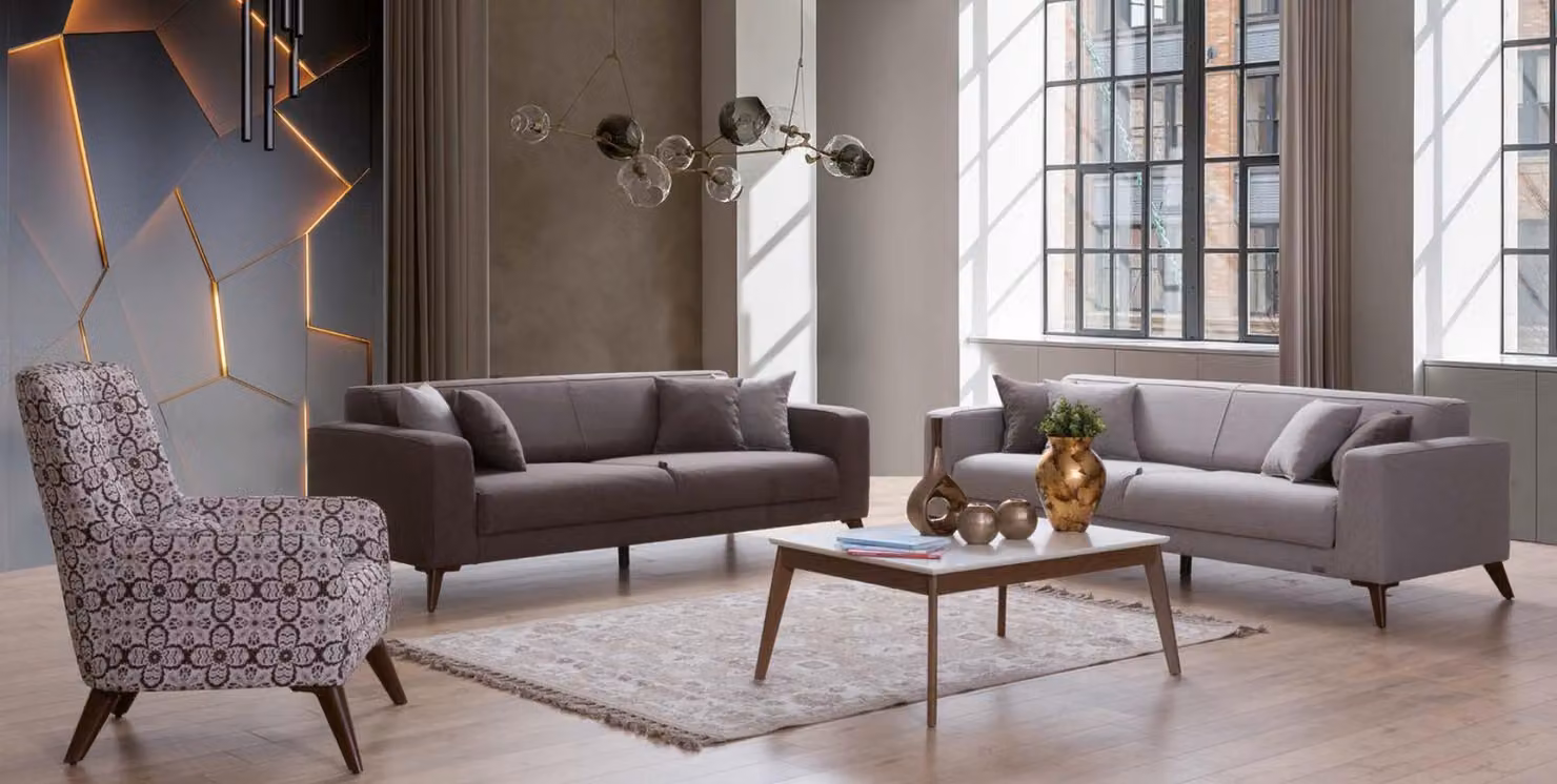Sofagarnitur 3+3+1 Sitzer Sofa Sessel Sofas Relax Luxus Set Wohnzimmer Modern