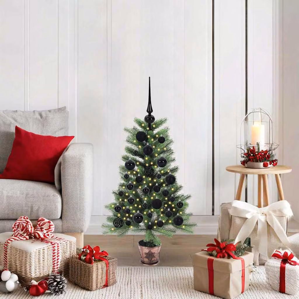 Maison Exclusive - Albero di Natale con 150 luci LED, base inclusa, colore verde, altezza 90 cm, materiale: polietilene