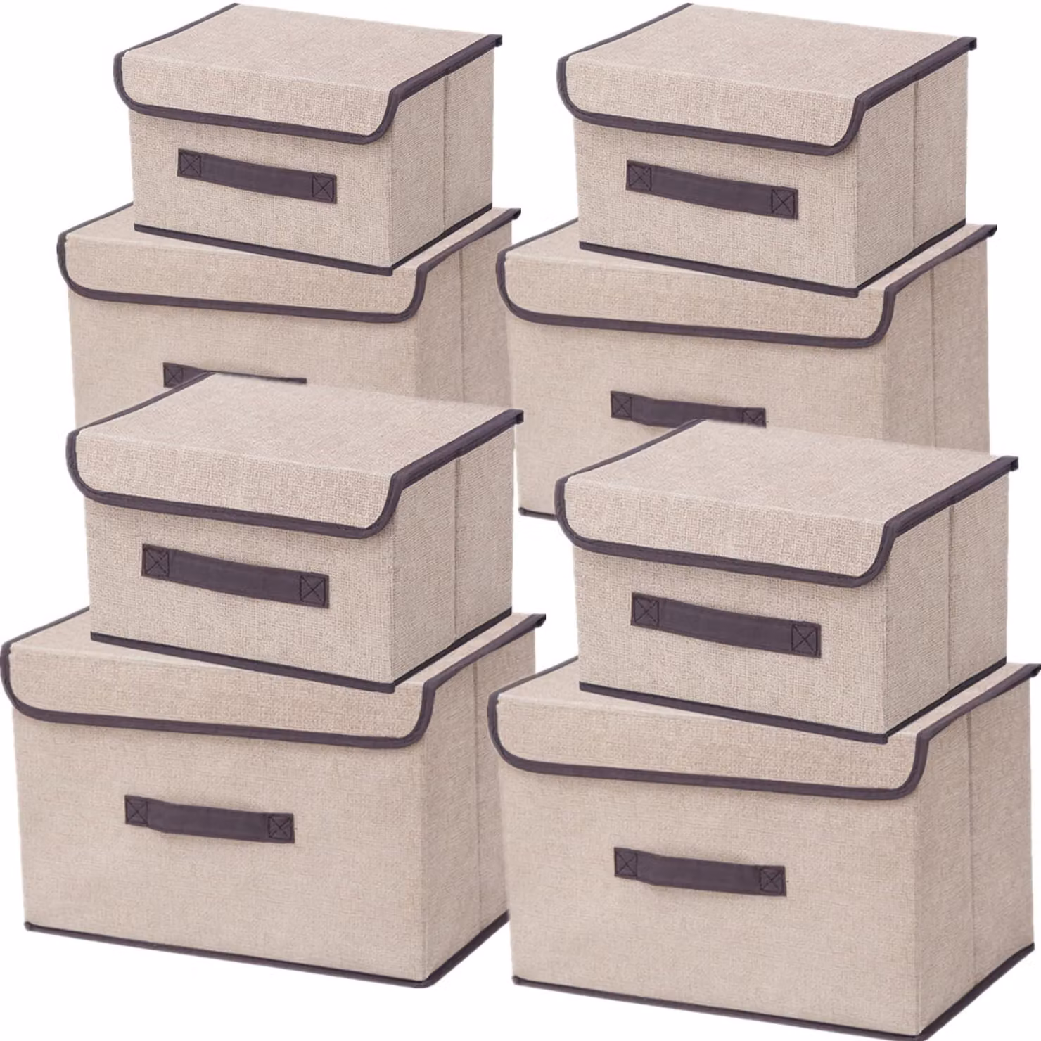 Set di 8 scatole pieghevoli con coperchio per riporre vestiti