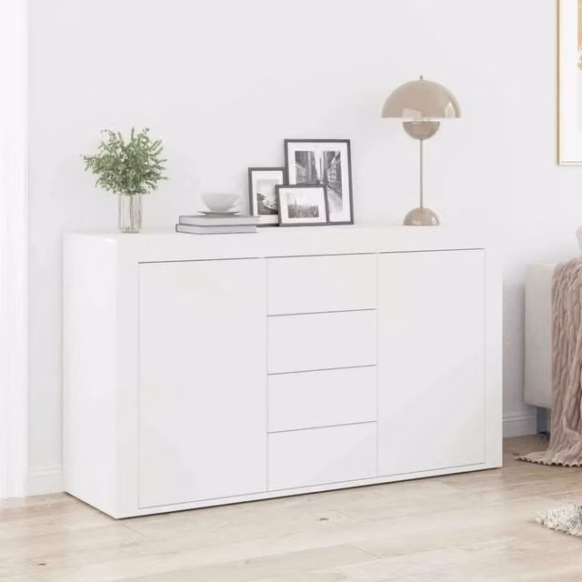 Credenza moderna vidaXL in legno MDF bianco L: 120 cm, P: 36 cm, H: 69 cm