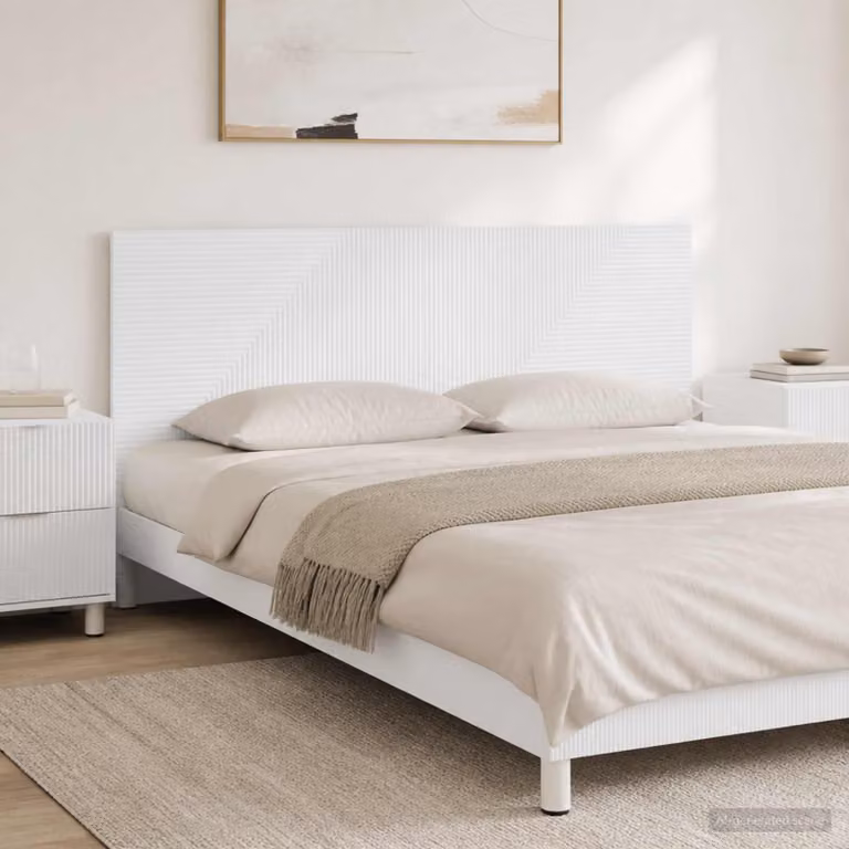 Testiera da muro vidaXL HAARLEM in legno ingegnerizzato bianco con ripiano integrato e scomparti laterali