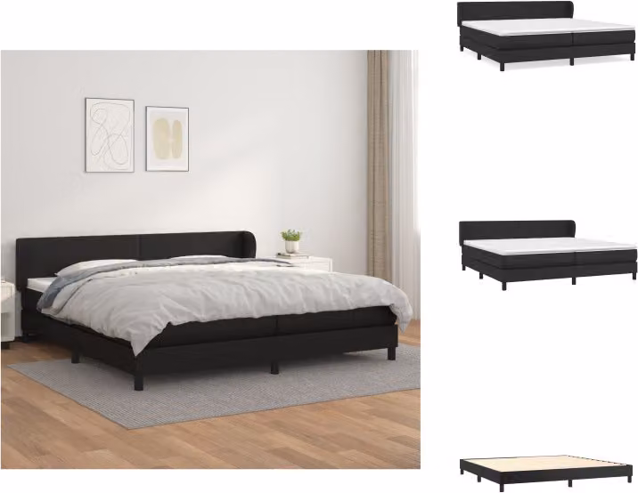 vidaXL Letto a molle con materasso nero 200x200 cm in Pelle finta - Letti e strutture letto