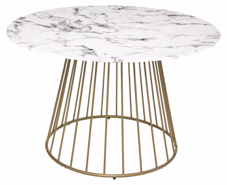 Tavolo da pranzo "rayo" bianco con effetto marmo dorato, diametro 120 cm - Atmosphera créateur d'intérieur
