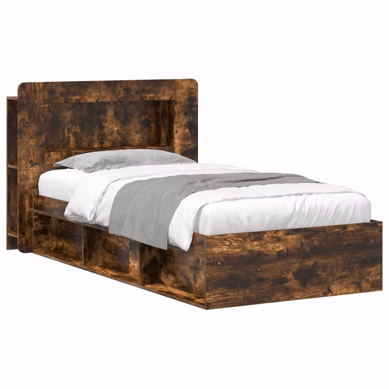 vidaXL Telaio del letto con cassetti Rovere Fumo Marrone L 200 x L 80 cm