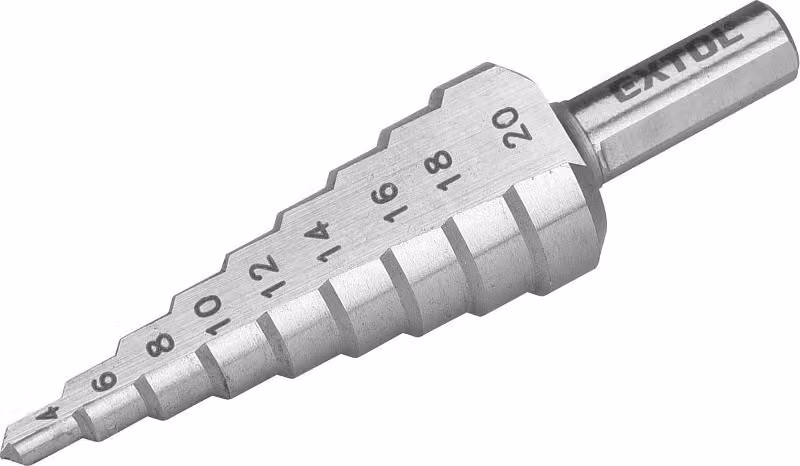 Punta a gradino, O 4-20 mm, incrementi di 2 mm, 9 fori, HSS EXTOL-PREMIUM