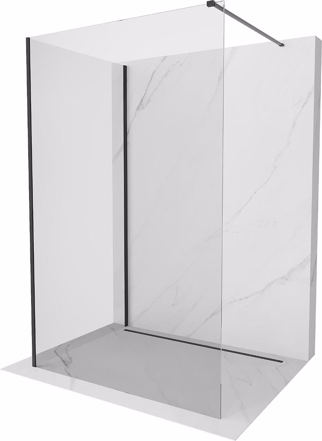Mexen Kioto parete doccia Walk-in 140 x 110 cm, trasparente, nera - 800-140-212-70-00-110