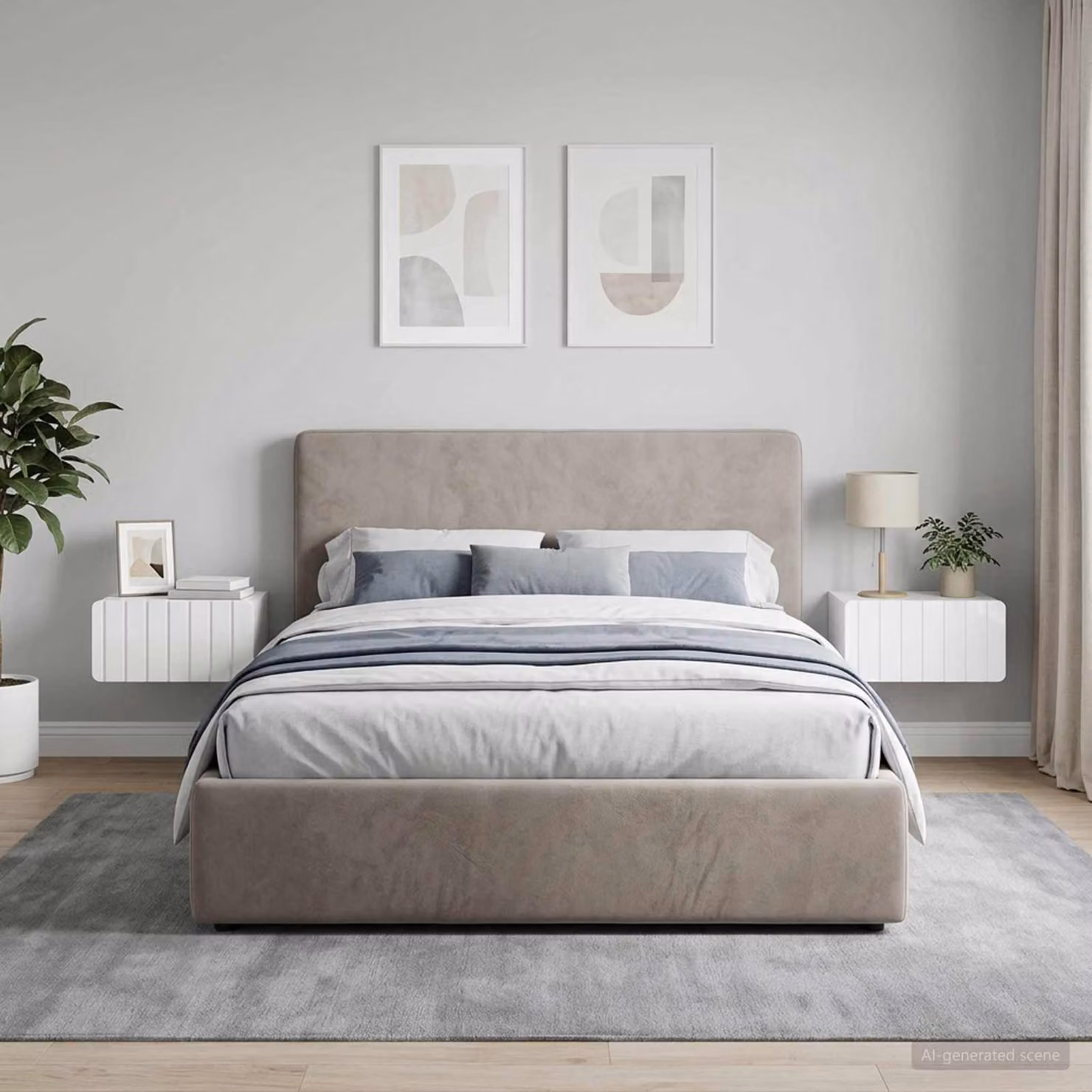 Set di 2 comodini sospesi vidaXL Bianco Lucido L 49 cm x P 34,5 cm x H 24 cm