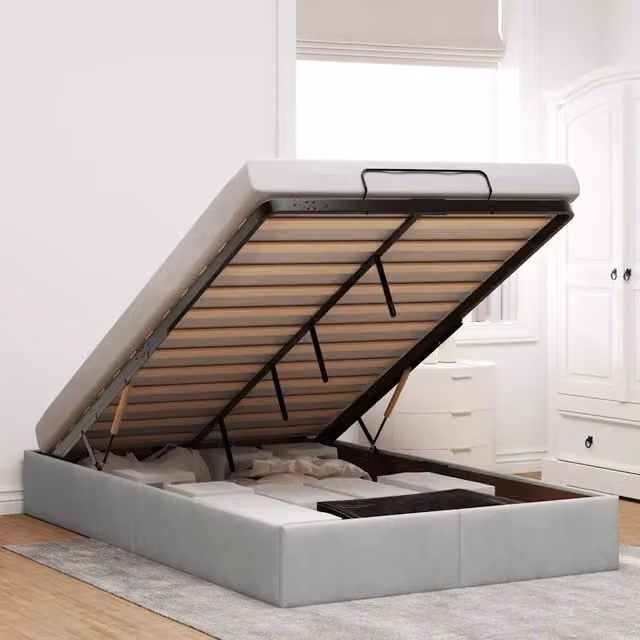 Struttura Letto con Contenitore a Alzata vidaXL in Velluto Grigio L: 120 cm, P: 200 cm, H: 193 cm – 1