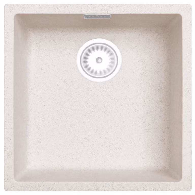Lavello da cucina 40x40 cm, colore sand beige, da incasso, con finitura bianca "Pure.Sink"